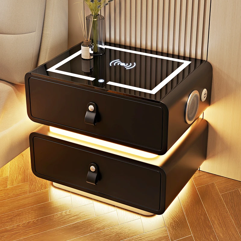 Furniture Bedside Table Nightstands Bedroom Intelligent Sensor Light Wireless Charging Style Multifunction Nachttis Auxiliary image 2