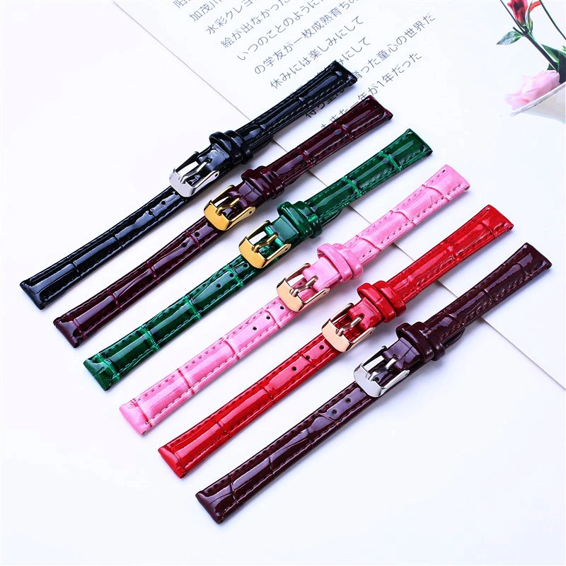 leather Watch Strap 12mm 14mm 16mm 18mm 20mm 22mm Leather Women Watch Parts Genuine Band Part Purple Green Blue Wine Accessory