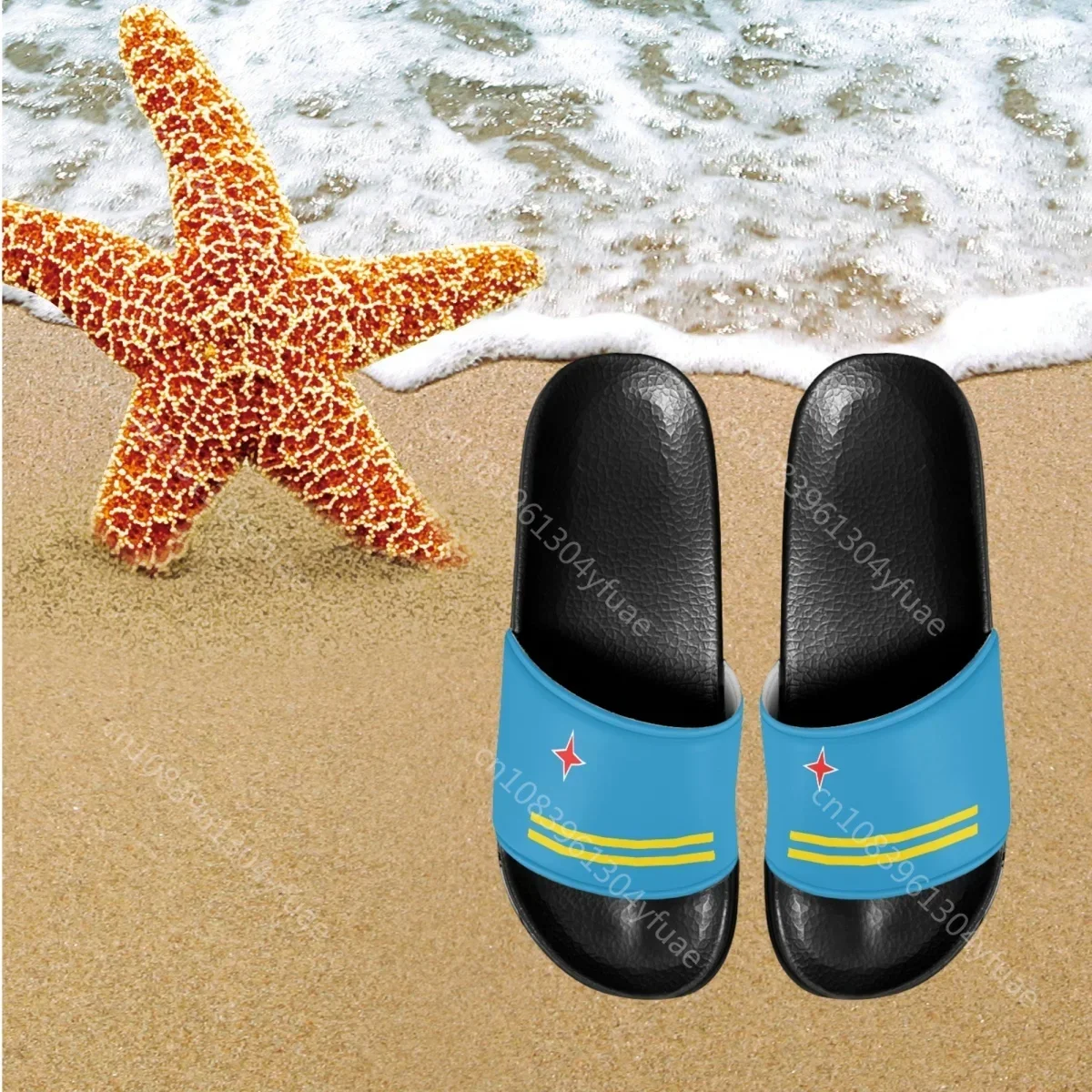 Outdoor Slippers Summer Aruba Flag Printing Casual Summer Bathroom Slippers For Women Non Slip Comfy Beach Slides Woman Slides