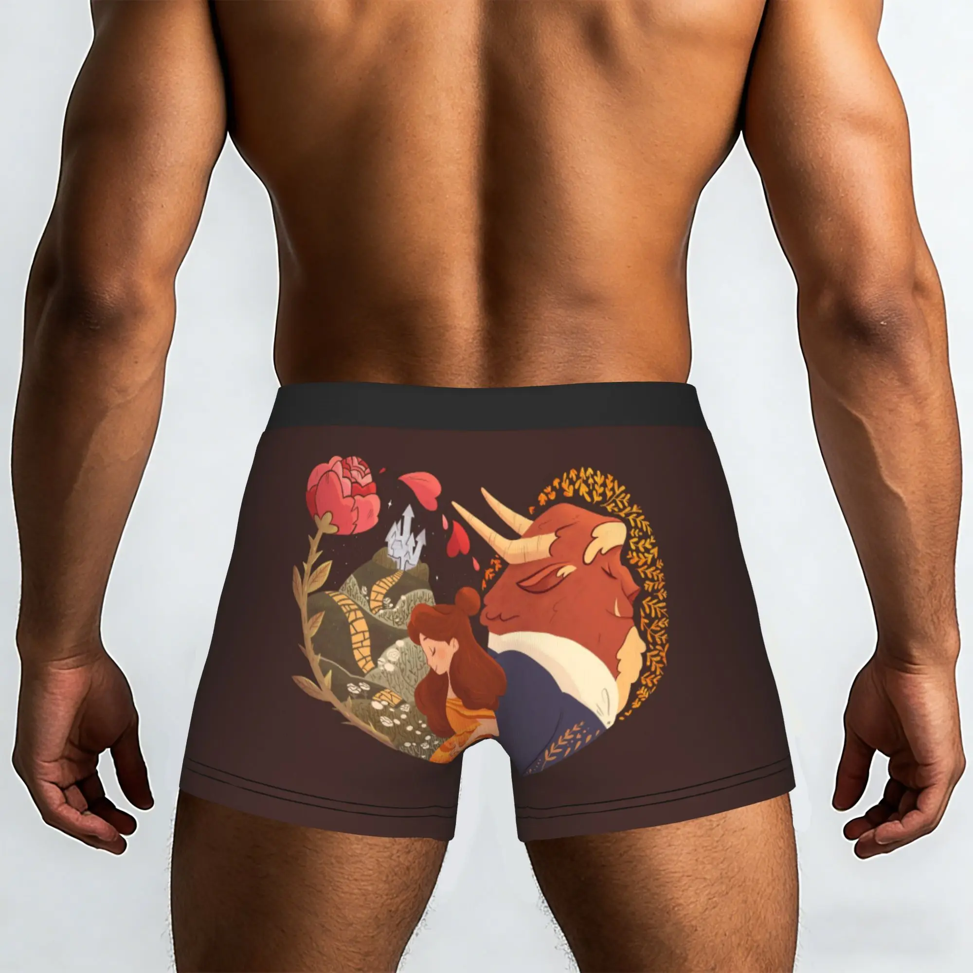 Customized Novelty Beauty Anime And The Beast Boxers Shorts Panties Male Underpants Breathable  Briefs Underwear