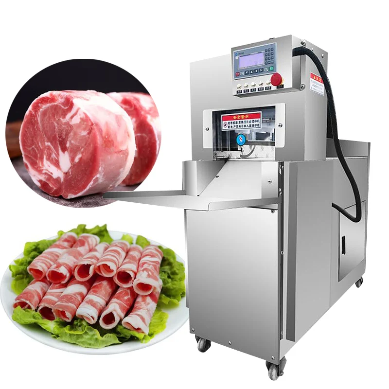 

Frozen Meat Slicer Numerical Control Mutton Roll Slicer Machine 0-50mm Thickness Adjustable Electric Fat Beef Meat Roll Cutting