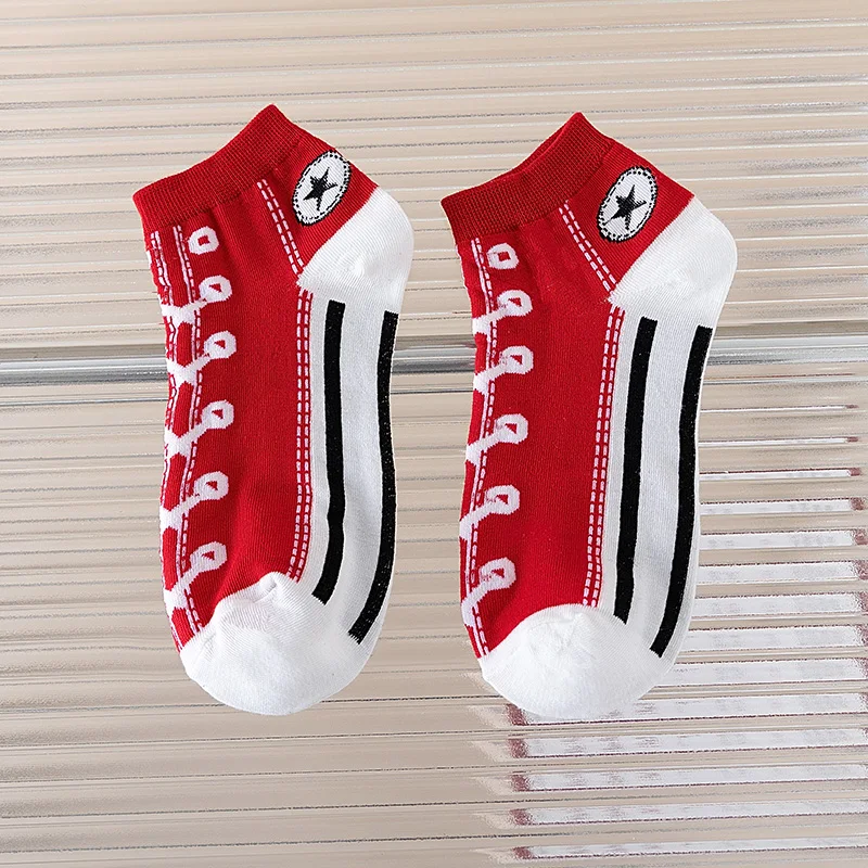 2 Pairs Of Funny Shoe Print Socks Fashion Harajuku Style Hip Hop Cute Fashion Soft Womens Slippers And Socks