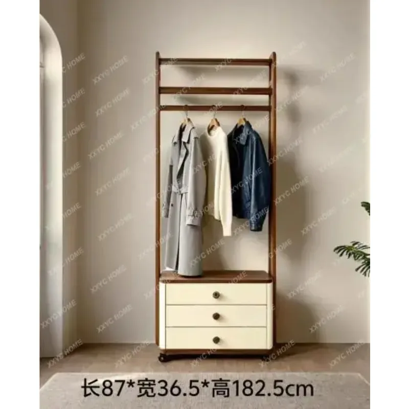 XX Full Solid Wood Coat Rack Multi-Functional Clothes Stand Bedside Table Wall-Mounted Bedroom Simple Living Room Entryway Hallw