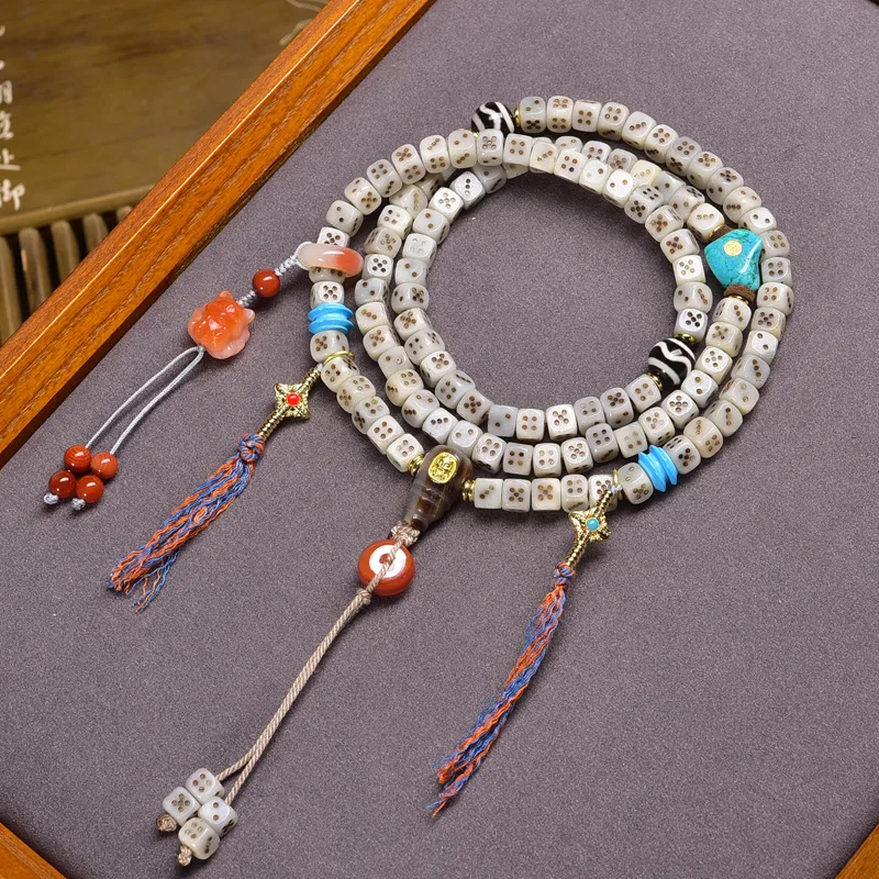 Bone Dice 108 Buddha Beads Material Red Agate Gawu Box Accessories Necklace
