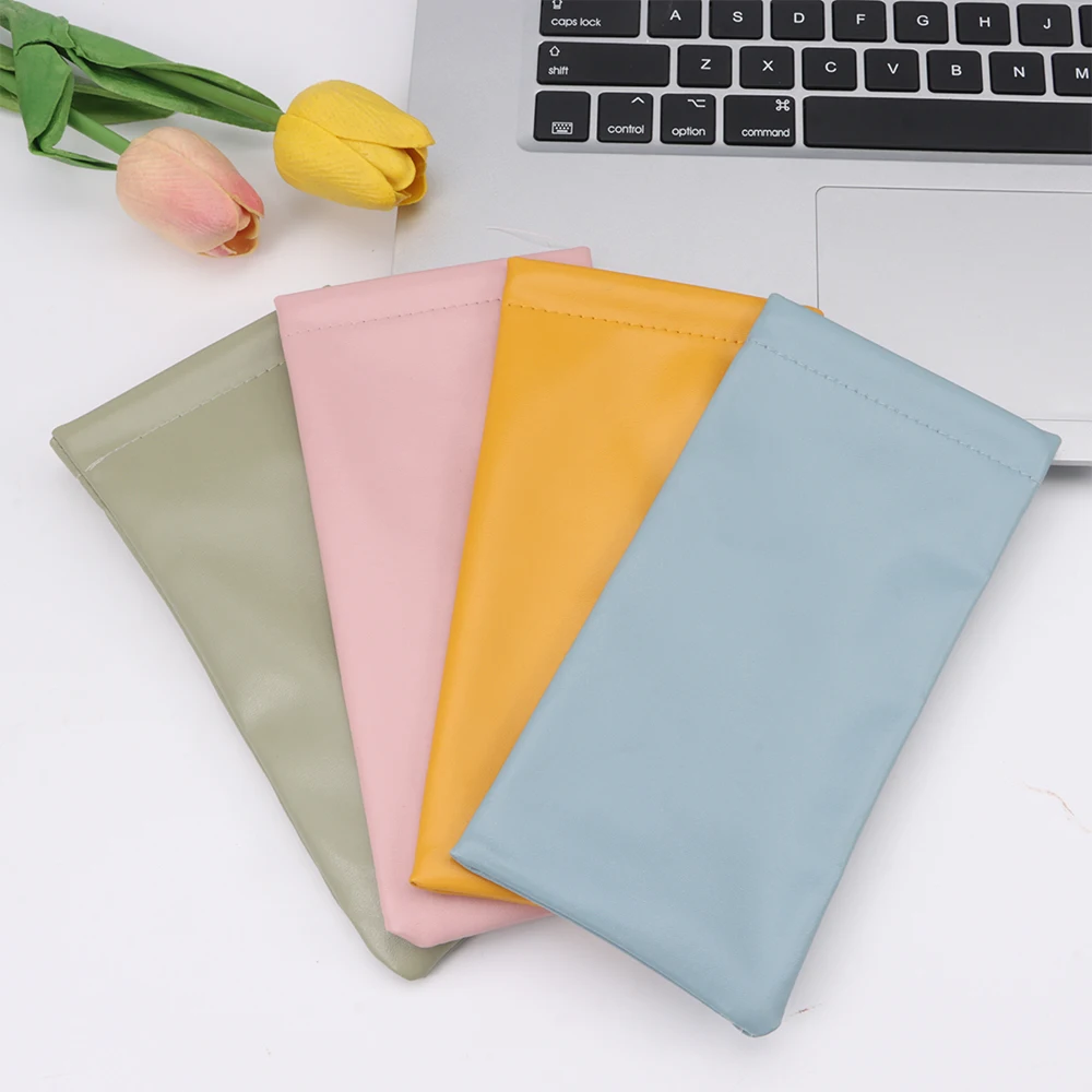 Gifts PU Sun Glasses Pouch Soft Leather Solid Eyewear Storage Bags Eyewear Accessories Simple Waterproof Bag Case