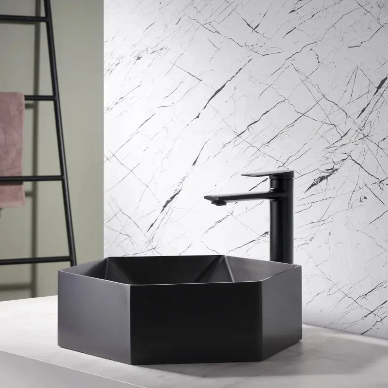 Creative and unique design, black stainless steel 304 irregular diamond bowl countertop, bathroom sink