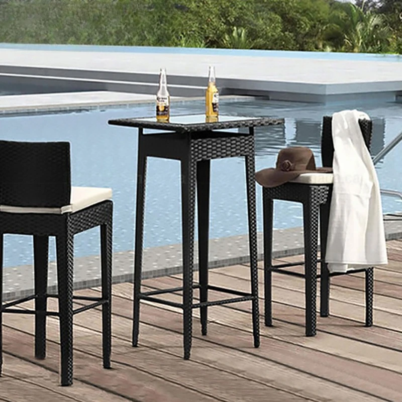 

Outdoor Bar Tables and Chairs Rattan Tall Tables and Chairs Beach Leisure Backrest Chair Teng