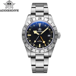 ADDIESDIVE Luminous Mens Watches Diver Calendar Quartz Watches Bubble Mirror Glass Stainless Steel Waterproof Luxury Wristwatch