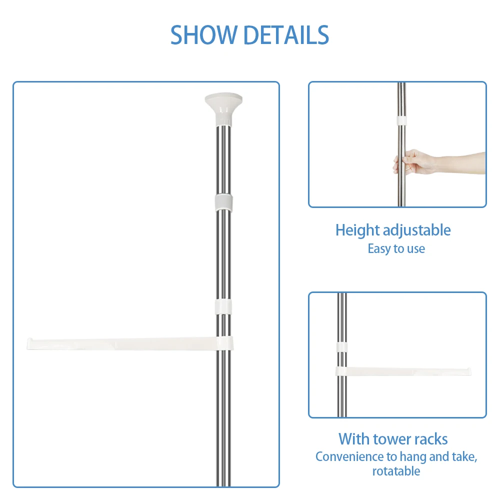 Telescopic Bathtub Shelves Corner Shower Shelf Without Drilling Bathtub Organizer, Kitchen, Sink, Adjustable from 105 to 310 cm