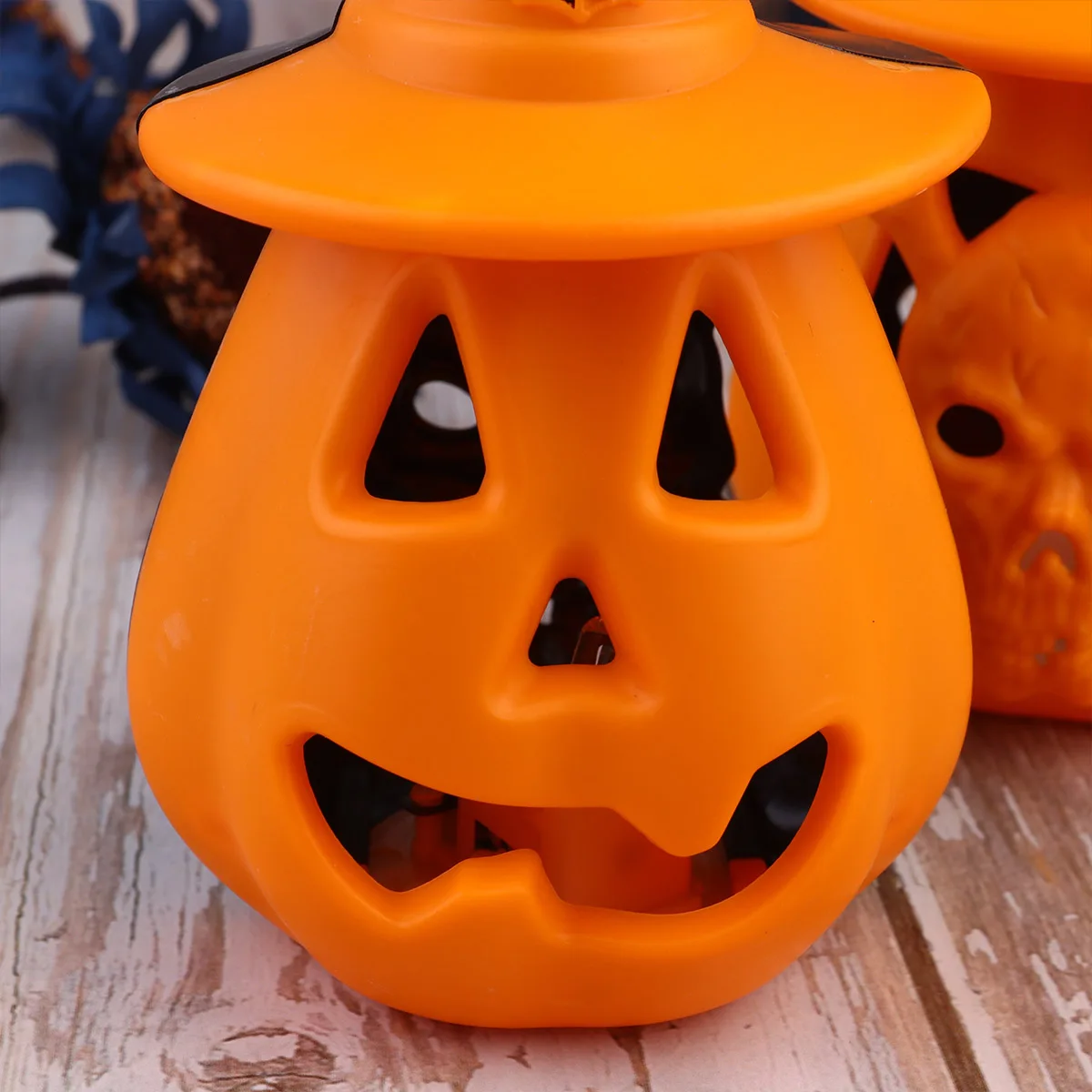 

2 Pcs Pumpkin Ornament Light Halloween -like Lamp Decorations Stickers