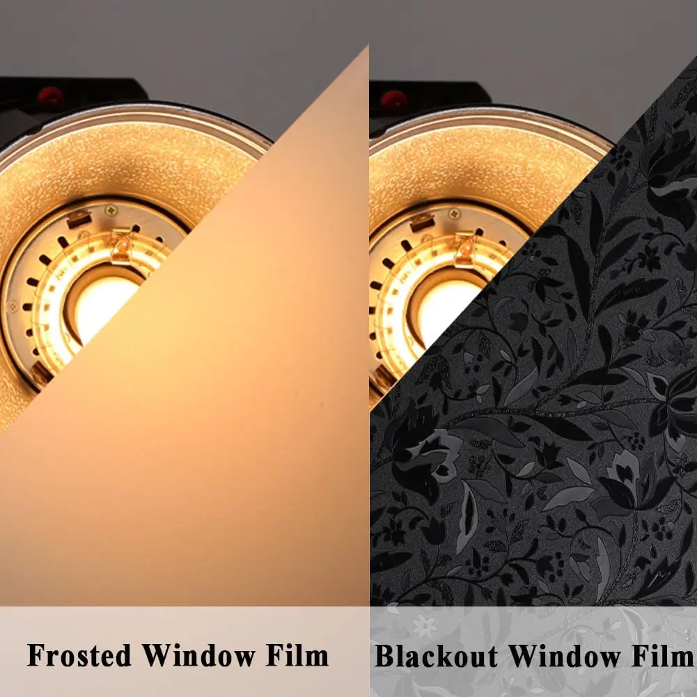 Static Cling Total Blackout Privacy Window Film Cover 100% Light Blocking No Glue Black Window Tint for Home Room Darkening
