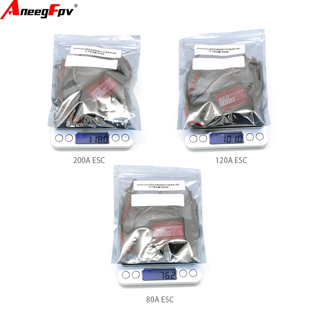 RedHobby 200A 80A 120A Bidirectional Brushless ESC for Remote Control Car Boat Pneumatic Underwater Propeller