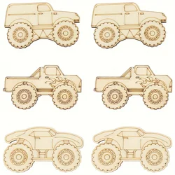21pcs Unfinished Wood Monster Truck Cutouts Crafts Truck Party Favors Vehicles to Paint Wooden Truck Hanging Ornaments