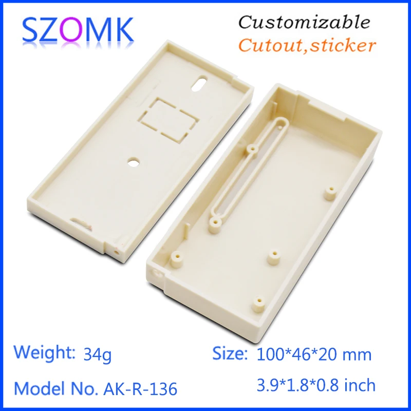 1Piece 100*46*20mm new design plastic reader access control system enclosure for electronics sensor szomk abs plastic case