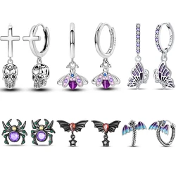 Neutral Gothic 925 Sterling Silver Wing Skull Firefly Butterfly Trendy Earrings Fit Party exquisite jewelry Gifts For Friends