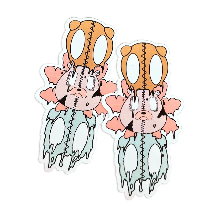 Adesivos adesivos de desenhos animados cortados irregulares personalizados impressos logotipo personalizado decoração etiquetas coloridas de vinil à prova d'água