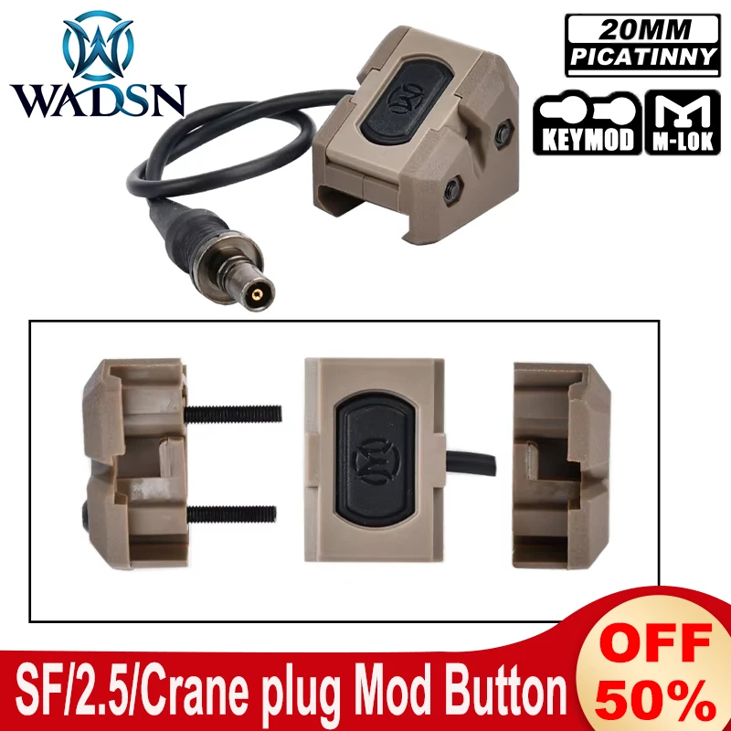 

WADSN ModButton Remote Pressure Switch SF/2.5/Crane Plug Weapon Light Pressure Mod Button PEQ OGL Surefir M300 M600 Flashlight