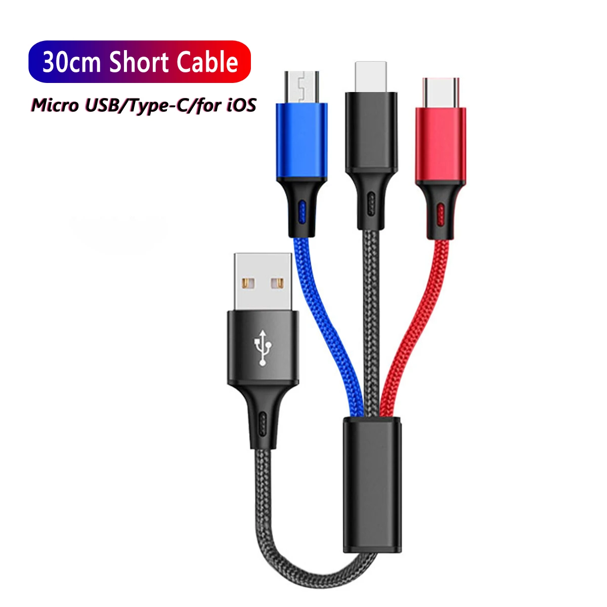 McGiLLon 3 In 1 Short USB Cable Micro USB Type C Cable For iPhone14 13 12 11 Samsung Xiaomi Huawei Phone Charger Cable Mini Wire