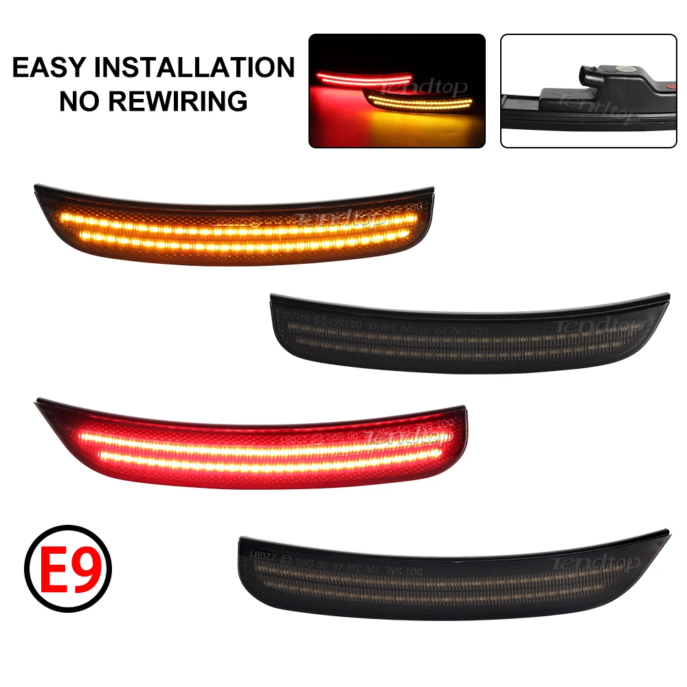 LED Side Marker Light Kits Full LED Strip Amber & Red Front Rear Bumper Fender Side Marker Lamps For 2015-2023 Chrysler 300