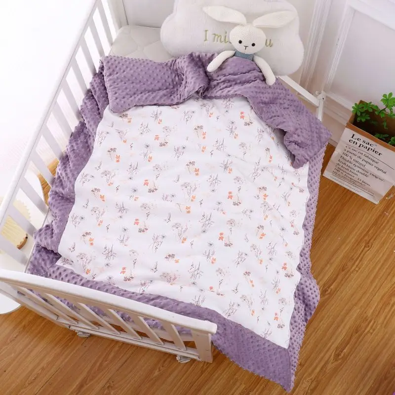 Newborn Blanket Winter Thickened Pure Cotton Soft Skin Breathable Sleeping Quilt Outdoor Cart Windproof Warm Baby Print Blanket