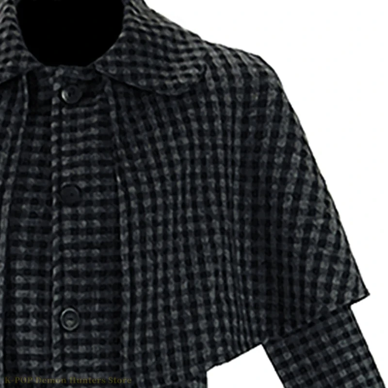 TV 수요일 시즌 2 코스프레 의상 성인 유니섹스 오버코트 체크 무늬 롱 코트 캐주얼웨어 유니폼 할로윈 카니발 의상