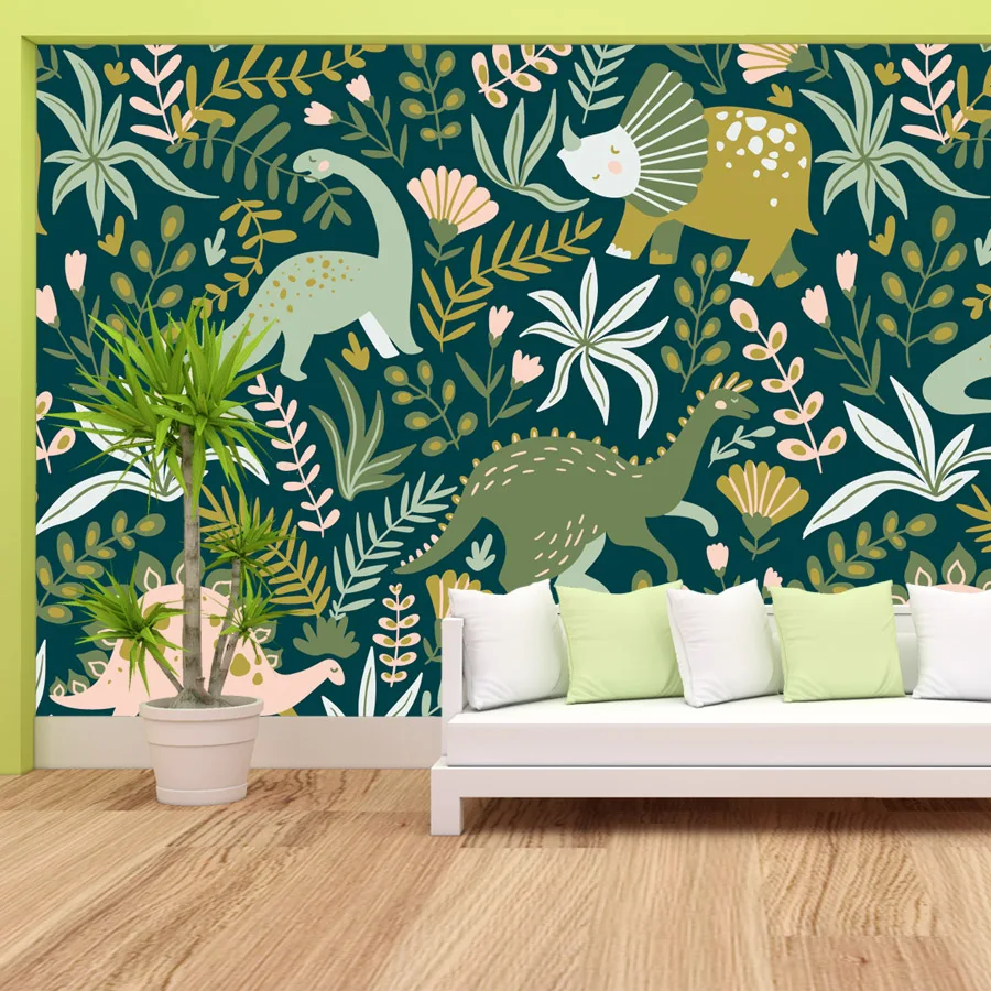 Modern Peel and Stick Wallpapers Accept for Bedroom Walls Living Room Papers Home Decor Cartoon Kids Dinosaur Nursery TV Murals