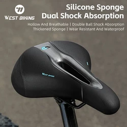 WEST BIKING Gel Sponge Commuter Bicycle Saddle Comfortable Shockproof Cycling Seat PU Waterproof Cushion MTB Road Bike Saddle