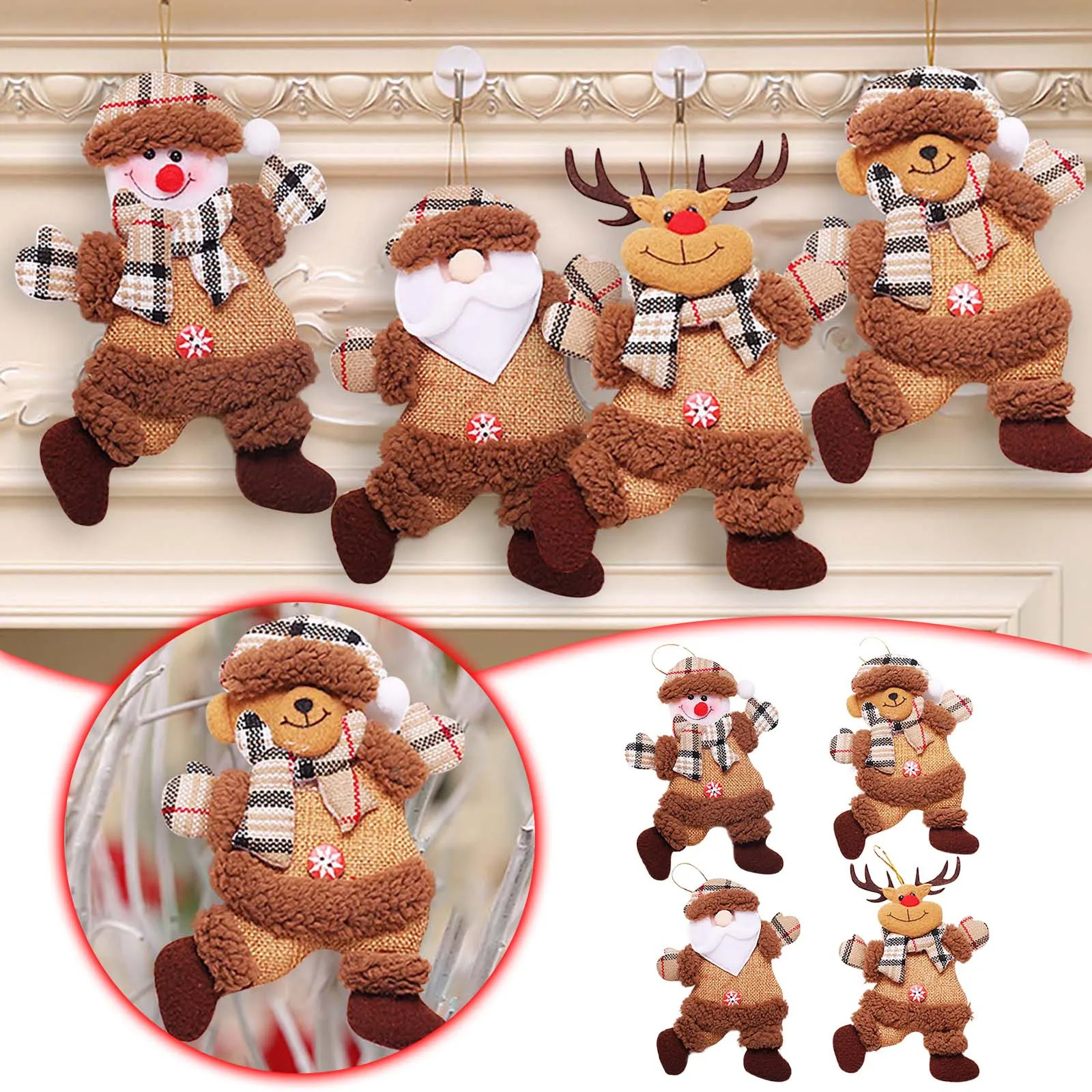 Merry Christmas Ornaments DIY Xmas Gift Santa Claus Snowman Tree Pendant Doll Hang Decoration Toy Home Noel Natal Happy New Year