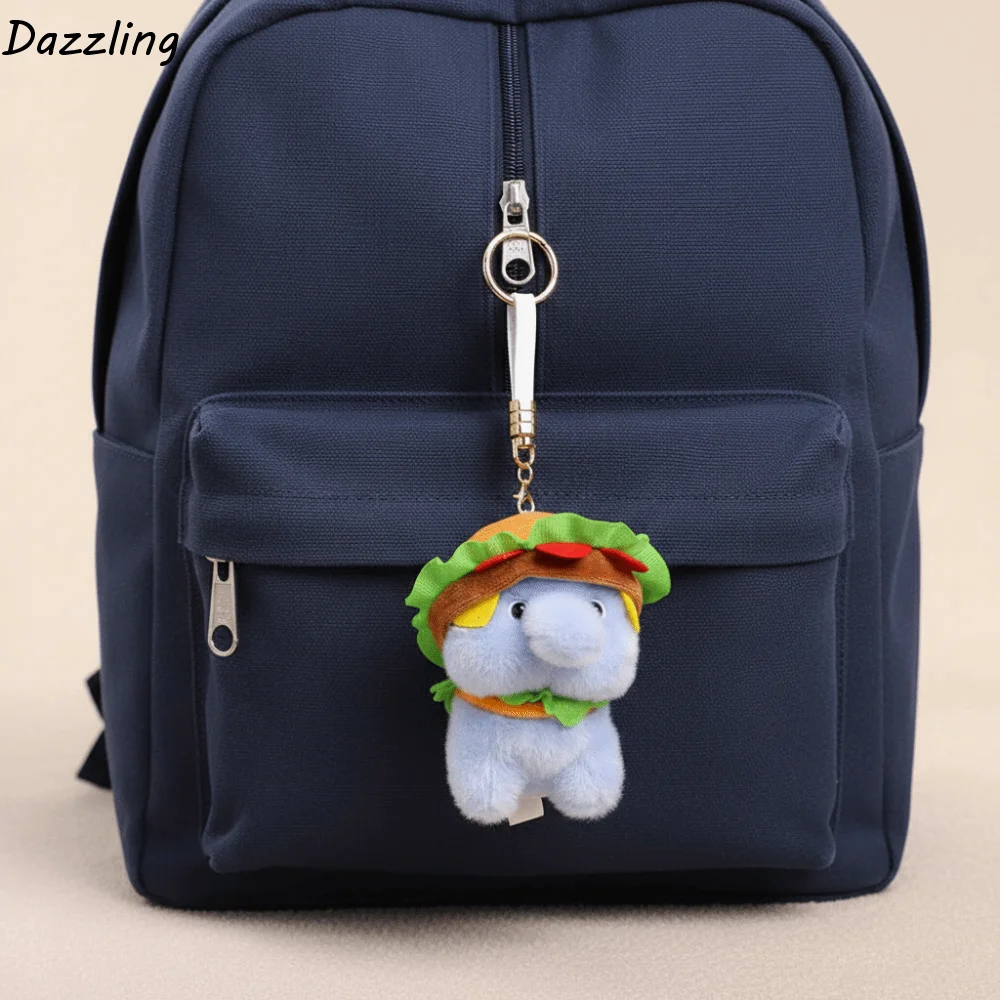 

Ultra-Soft PP Cotton Burger Animal Plushie Short Plush Fabric Exquisite Embroidery Kawaii Foodie Key Chain Eco-Friendly Dyeing