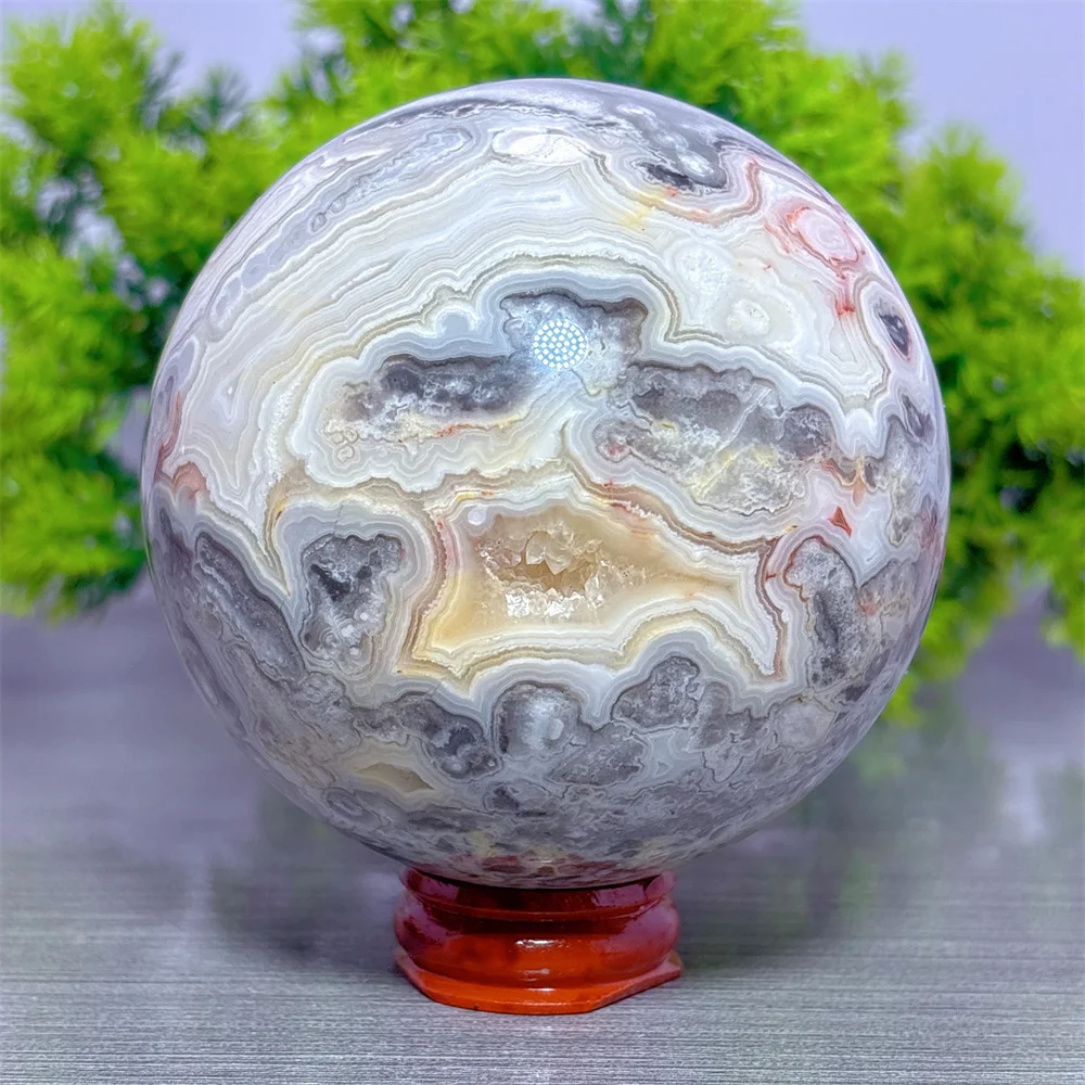 Mexico Agate Sphere Natural Crystal Home Decoritems Room decor Luck Quartz Stone Garden Reiki Healing Energy Love Gifts +Stand