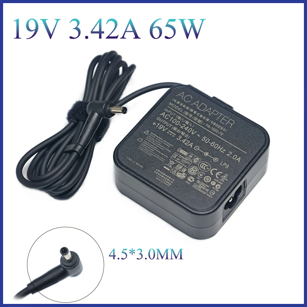 19V 3.42A 65W 4.5*3.0MM Charger Laptop adapter For ASUS X755J UX481 UX481FL UX480 UX480FD P553UJ PU301LA Zenbook UX21 UX31A U38N