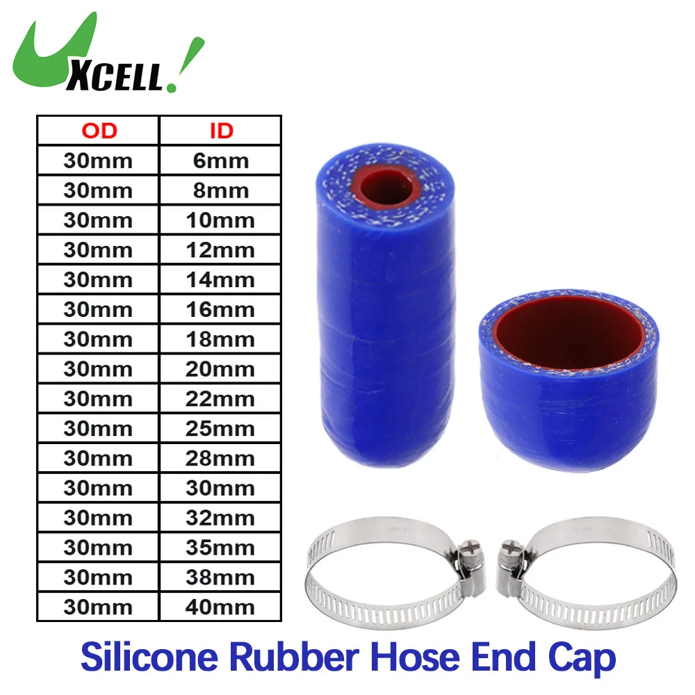 

UXCELL 6mm-40mm ID Silicone Rubber Hose End Cap 4-ply Polyester for Coolant Turbo Bypass Valve Vacuum Blue OD and Red ID