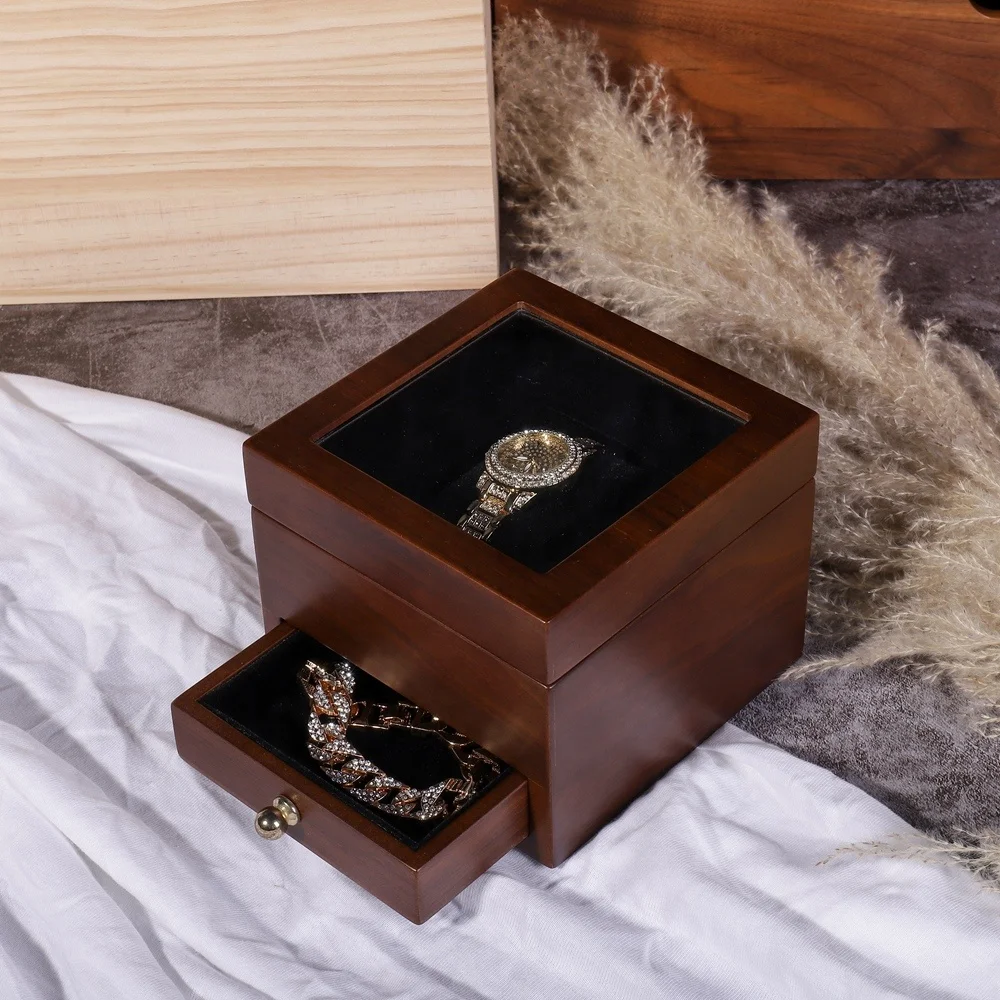 

Luxury with Glass Customized Logo Wholesale Rectangle Wood Jewelry Boxes Watch Display Box Watch Wooden Box