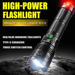 High Power LED Zoom Flashlight Type-c Rechargeable Digital Display Outdoor Waterproof Exploration Fishing Emergency Lighting