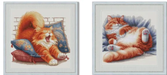 Quality Beautiful Counted Cross Stitch Kits Embroidered Home Decoration  Sleeping Cat 2-43-40