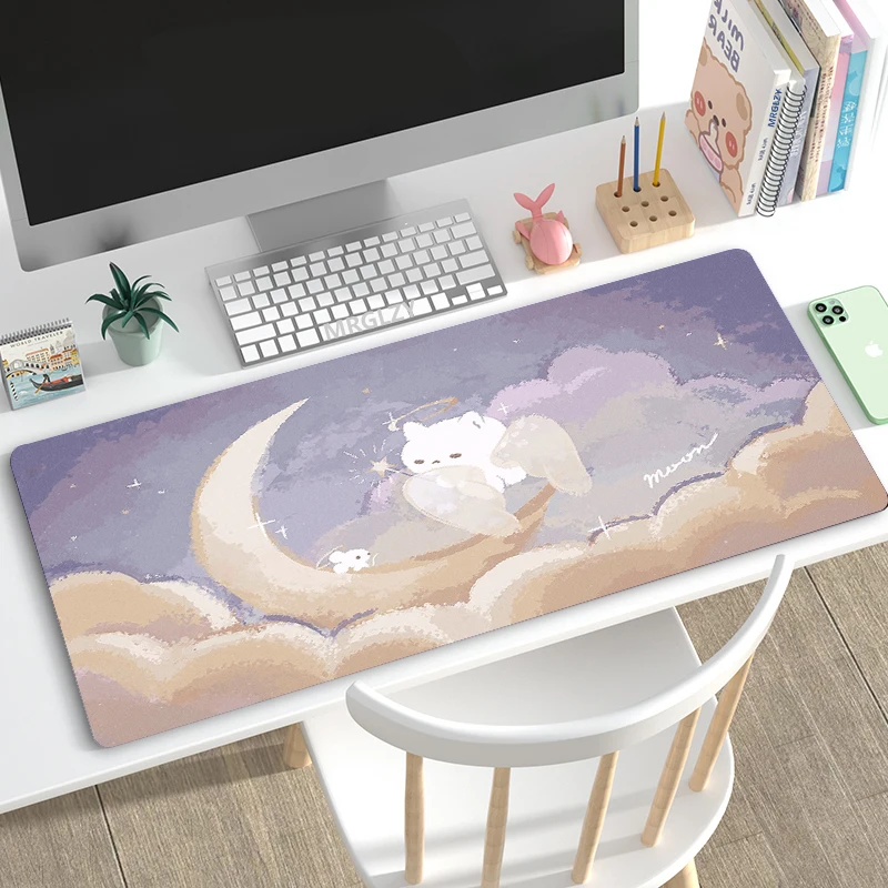 

Rabbit Mouse Pad Moon Mouse Mats Mousepads Large Cute Mouse Pads Gamer Mousepad XXL Keyboard Mat Desk Pad for Computer Laptop