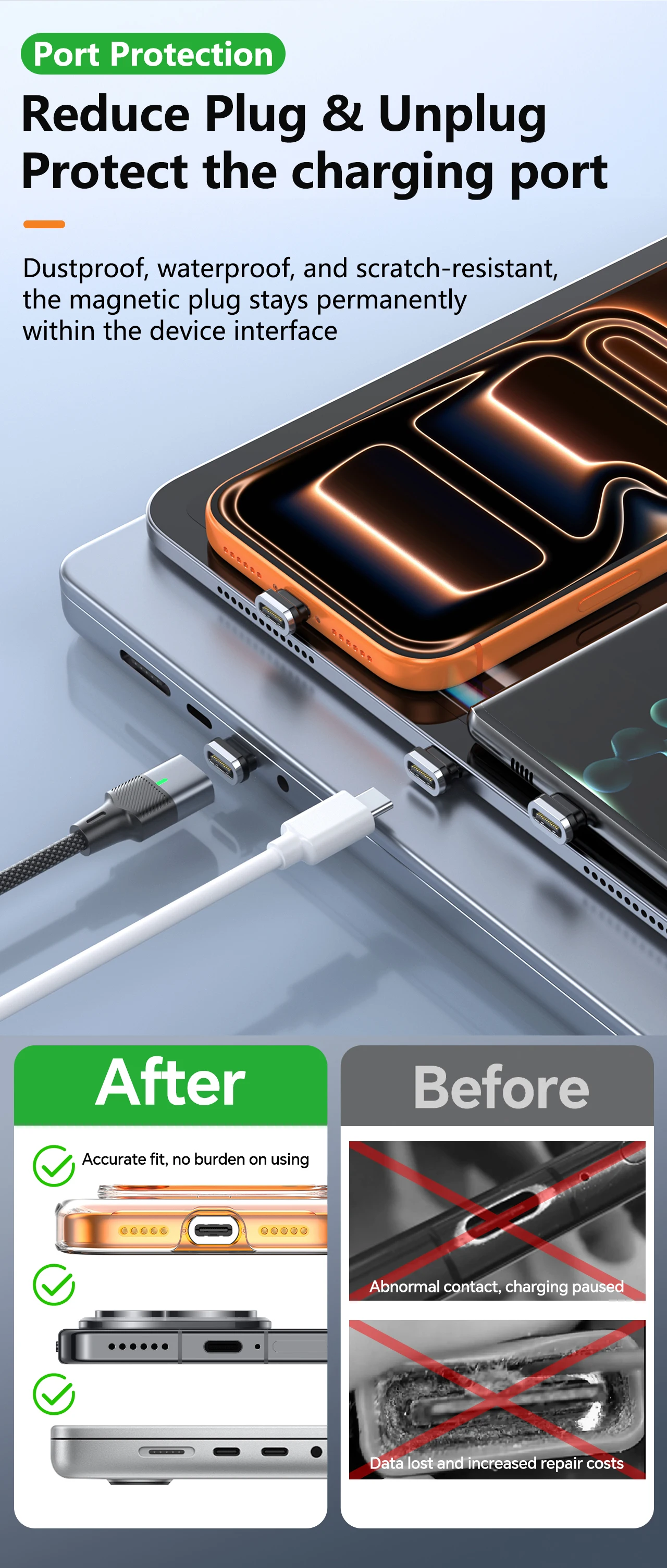 Boxiang Magnetic Plug 240W 48V5A Magnetic USB-C Cable PD3.1Fast Charge 120Gbps High Speed Data Sync Dual Use Type C Charger Wire