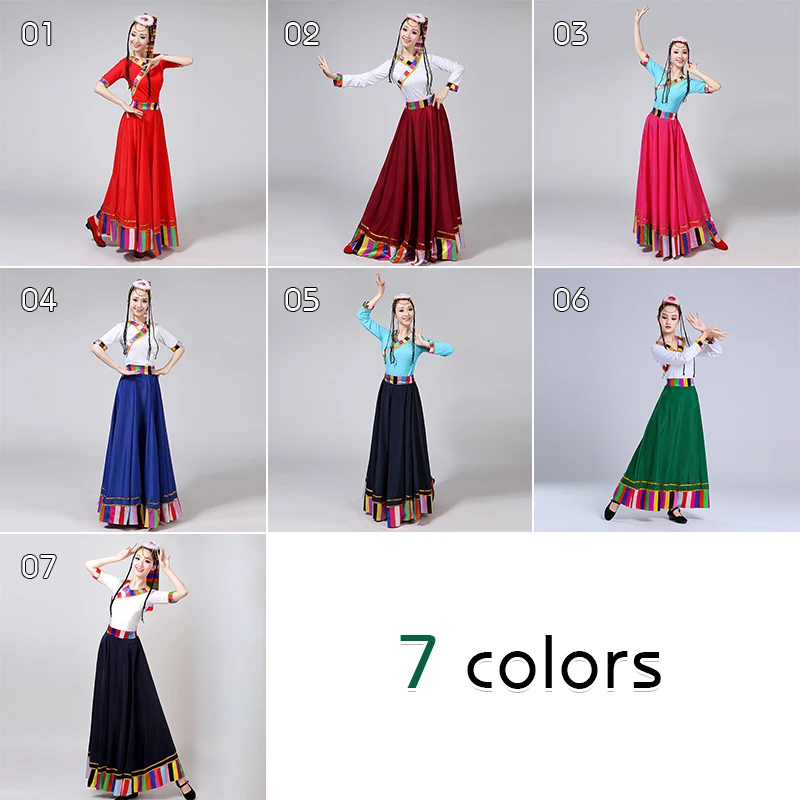 Strój do występów mongolskich dla dorosłych, etniczny kostium mniejszościowy dla kobiet, spódnica do ćwiczeń tańca square dance, akcesoria do występów.