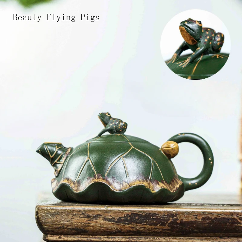 

Light Luxury Retro Handmade Purple Sand Tea Pot Home Collection Bean Green Sand Soaking Tea Pot chinese tea pot