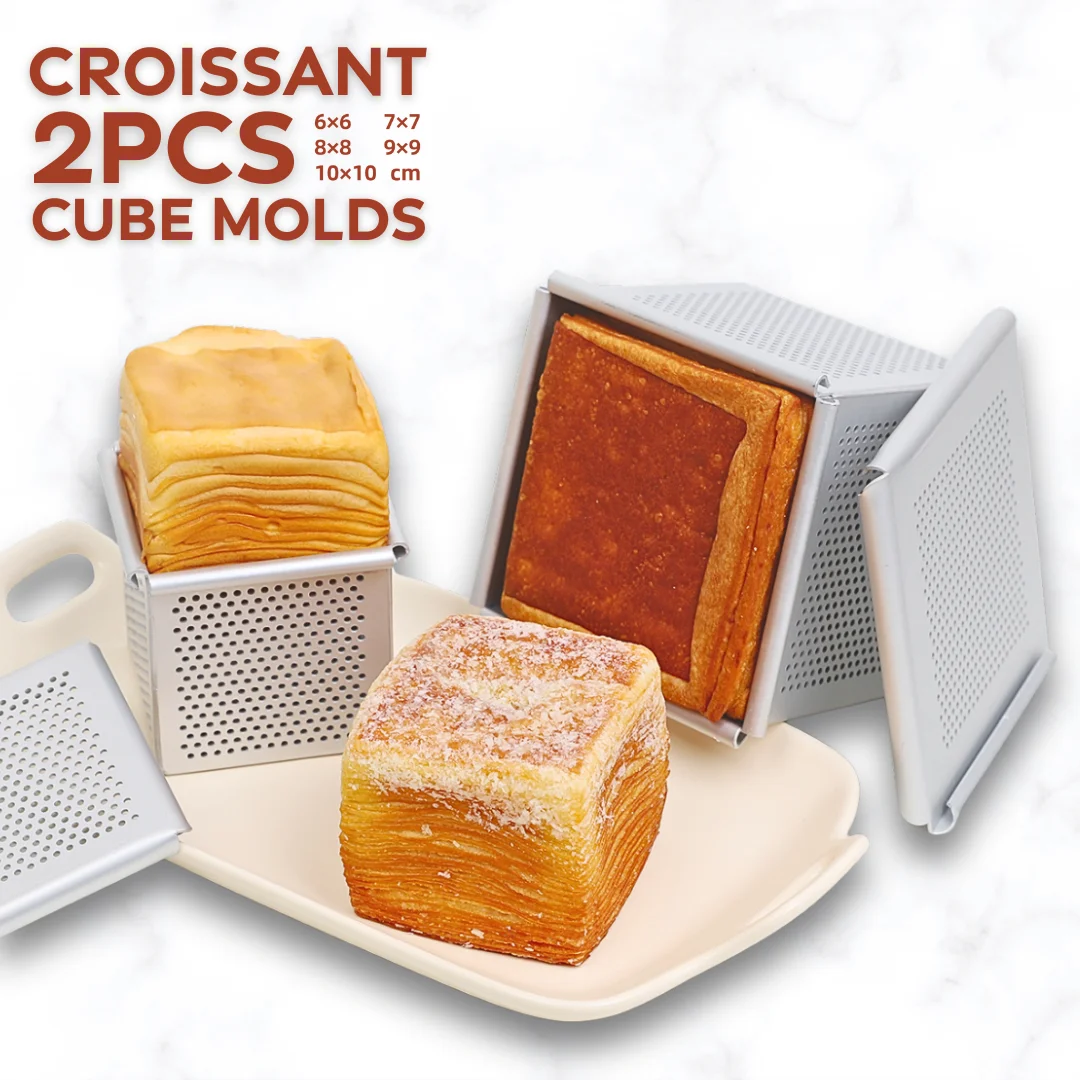 Mini Toast Box Croissant Cube Mold Mini Pullman Loaf Pan with Lid Square Perforated Toast Box  Water Cube  Baking Tools Kitchen