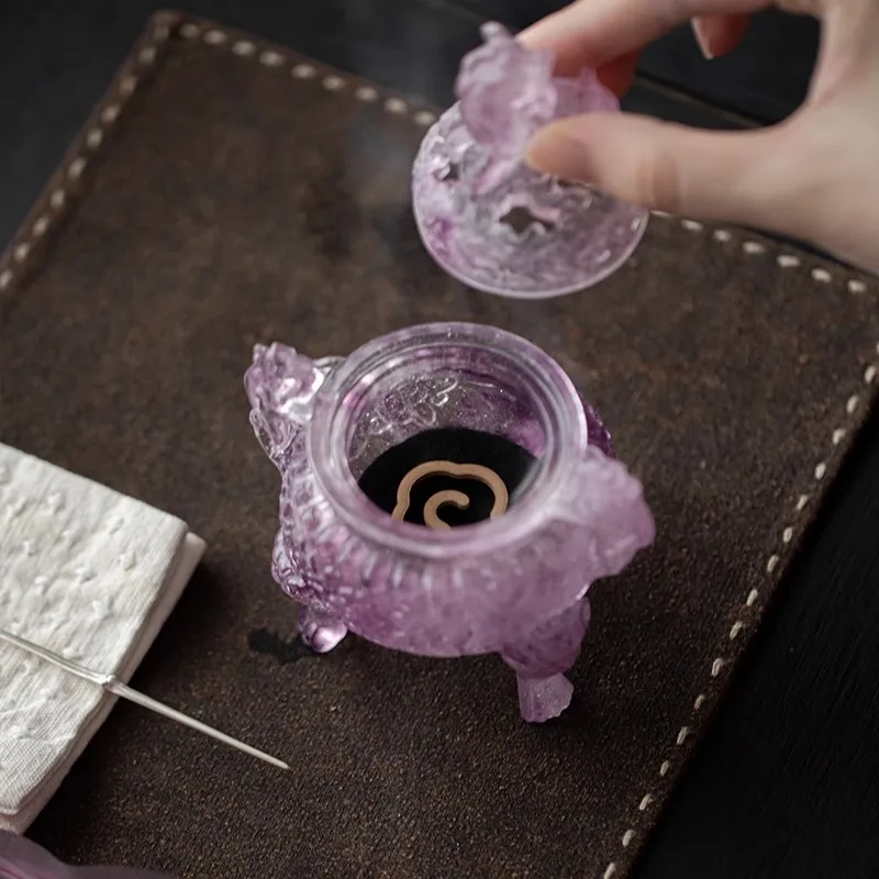 الباستيل القديمة المزجج Lowen البخور الموقد لوحة البخور الموقد البخور ختم الموقد الرجعية الإبداعية طاولة شاي الشاي شاي الحيوانات الأليفة