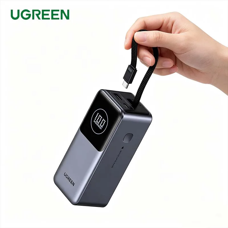 UGREEN Nexode 130W 20000mAh CCC Power Bank Build-in Retractable Cable Smart TFT Display Portable PowerBank for Macbook Original