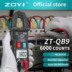 Zoyi-デジタルクランプメーター,自動車用電流計,電圧計,静電容量計,静電容量,温度計,真のrms 6000 dc,ac 100a,1ma,ZT-BQ9