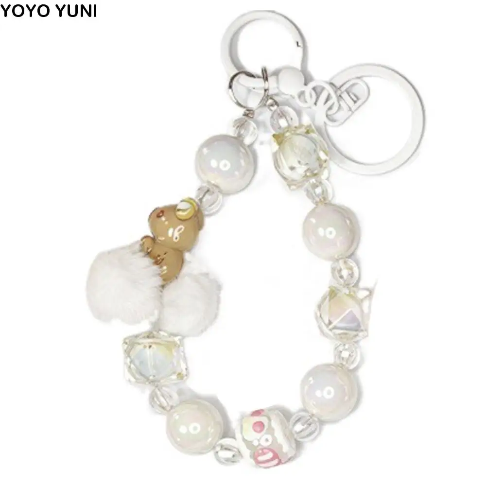 

Kawaii Capyabra Beaded Phone Chain Cute Bow Bead Phone Pendant Cartoon Short Phone Wrist Strap Mobile Phone