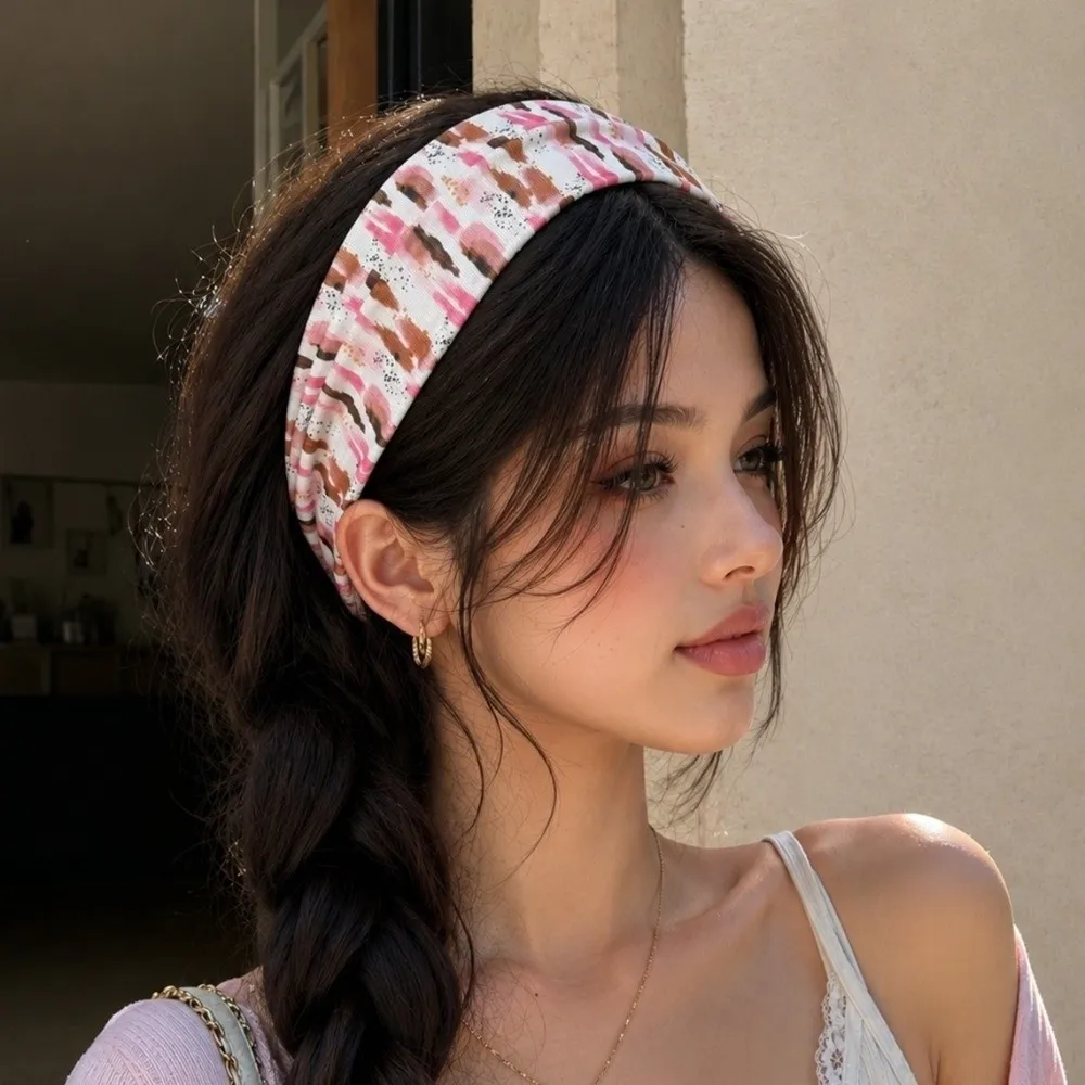 New High Elasticity Leopard Print Headband Sweat Absorbing Wide-brimmed Sports Headband Breathable Yoga Headband Sports
