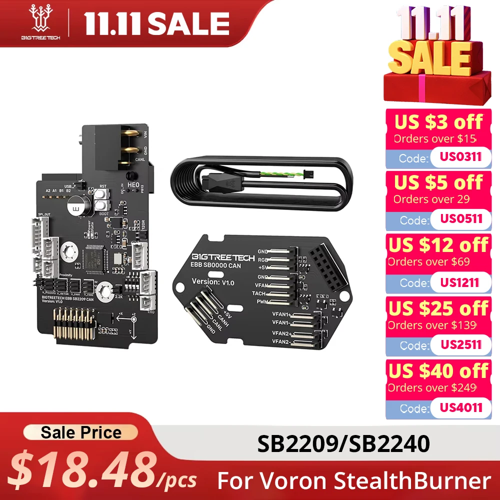 

BIGTREETECH EBB SB2209 SB2240 CAN V1.0 CanBus HeadTool USB PT1000 для Klipper Voron stealthburn VS Fly-SB2040 плата для 3D-принтера