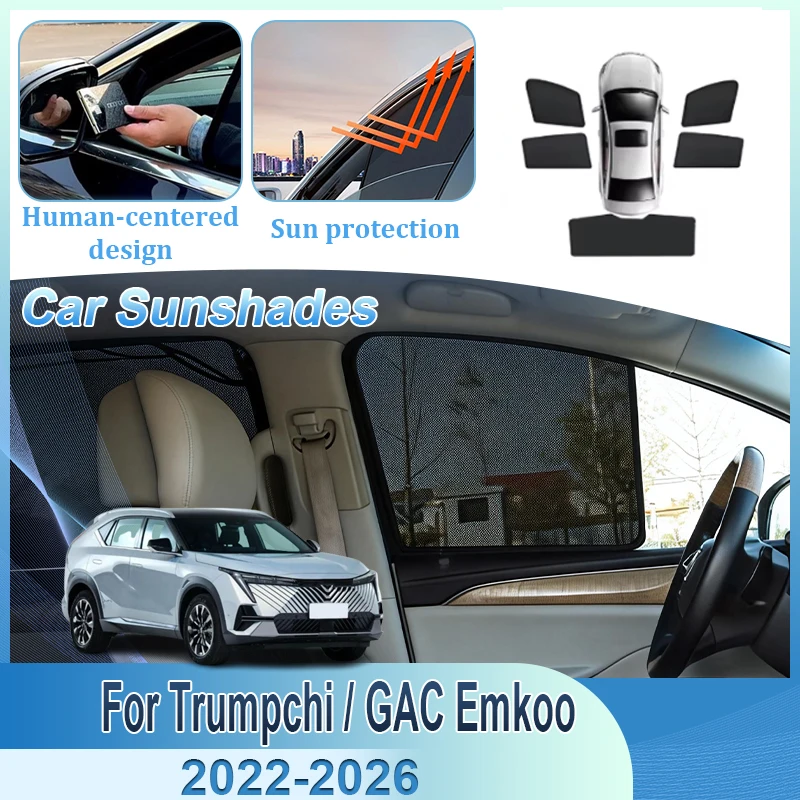 

Автоаксессуары для Trumpchi GAC Emkoo 2022-2026: Сетчатые магнитные солнцезащитные шторки на окна, полное покрытие, защита от солнца и посторонних глаз