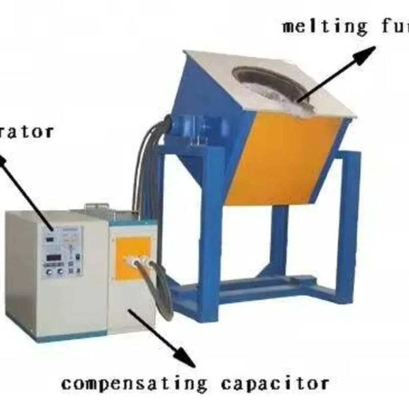 Gold Iron Steel Copper Brass Tilting Rotary Induction Melting Furnace