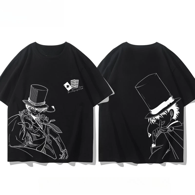 

Detective Conan Anime T-Shirt Short Sleeve Monster Kidd Pure Cotton Men's and Women's Casual Sports Short Sleeve Popular Top