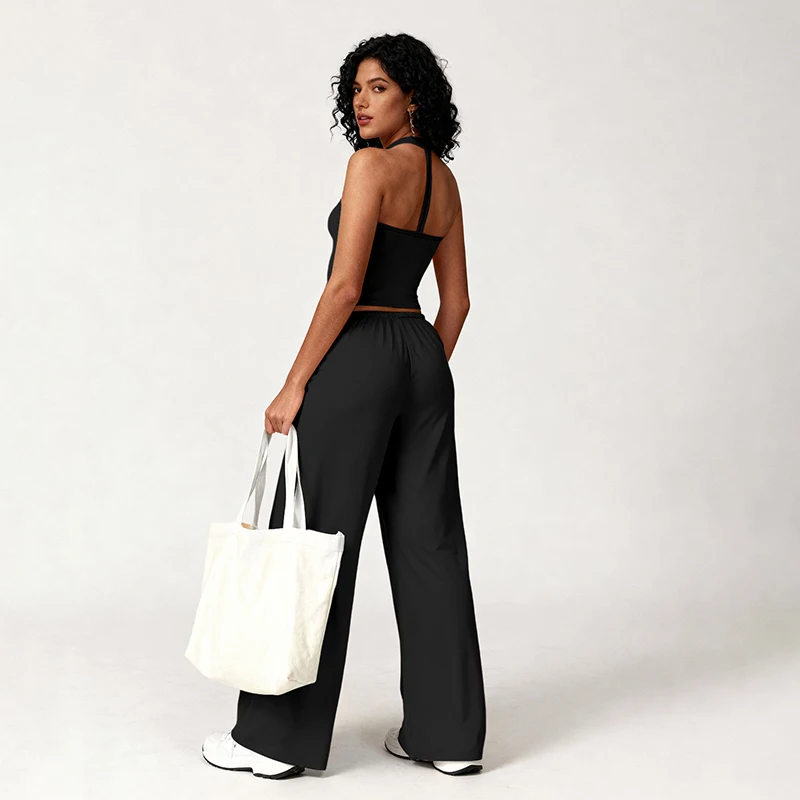 2PCS Elegant Solid Color Fitness Sports Clothes Women Quick-Drying Workout Suit Woman Loose Fit Gym Push Up Pilates Yoga Set